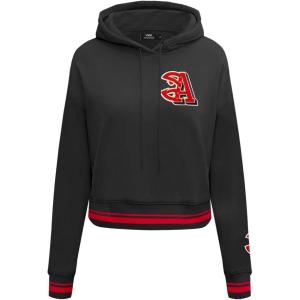 Pro Standard NBA womens Womens Nba Mash Up Brushed Back French Terry Cropped Pullover Hoodie(Black/Red/Black)