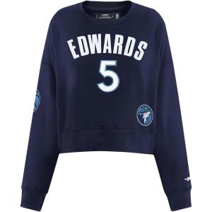 Pro Standard NBA womens Womens Nba Minnesota Timberwolves Classic Player Brushed Back French Terry Crewneck Sweatshirt(Midnight Navy)
