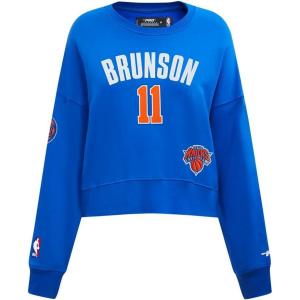 Pro Standard NBA womens Womens Nba New York Knicks Classic Player Brushed Back French Terry Crewneck Sweatshirt(Royal Blue)