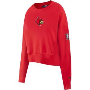 Pro Standard NCAA womens Womens College Classic Chenille Brushed Back French Terry Crewneck Sweatshirt(Red)