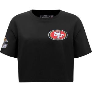 Pro Standard Womens NFL San Francisco 49ers Mash Up Short Sleeve Boxy Tee Black XS