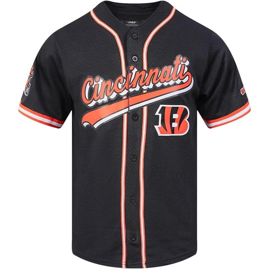 image:imagePro Standard Mens NFL Script Tail Button Down Mesh TopBlackOrange