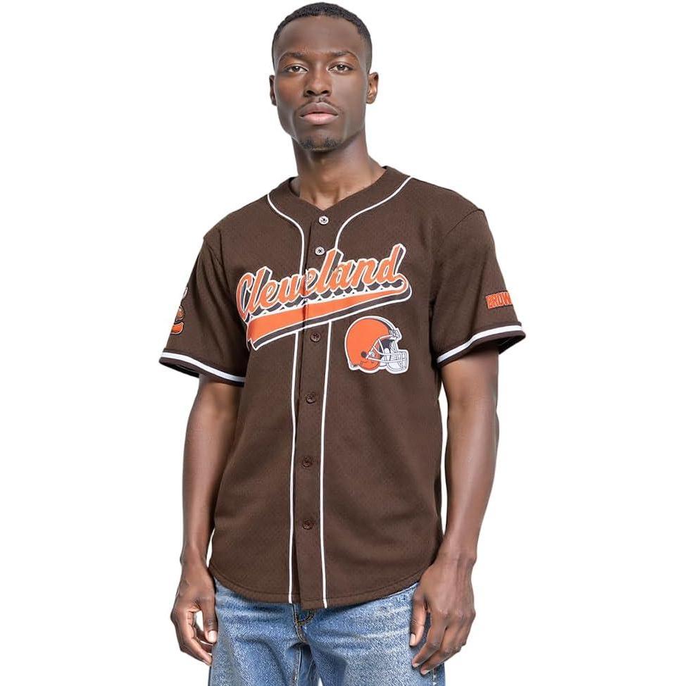 image:imagePro Standard Mens NFL Script Tail Button Down Mesh TopBrown