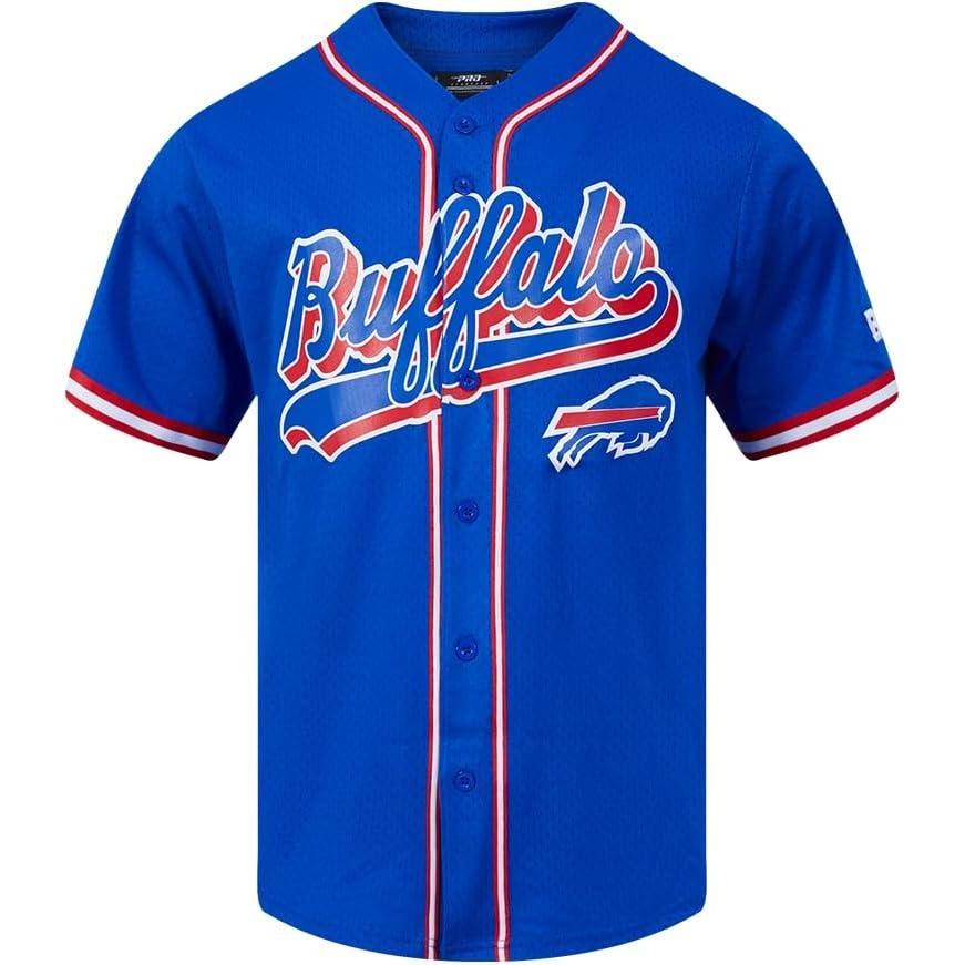 image:imagePro Standard Mens NFL Script Tail Button Down Mesh TopRoyal BlueRed