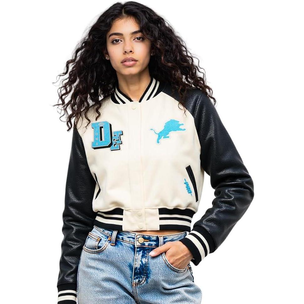 image:imagePro Standard Womens NFL Best of Varsity JacketEggshell Black