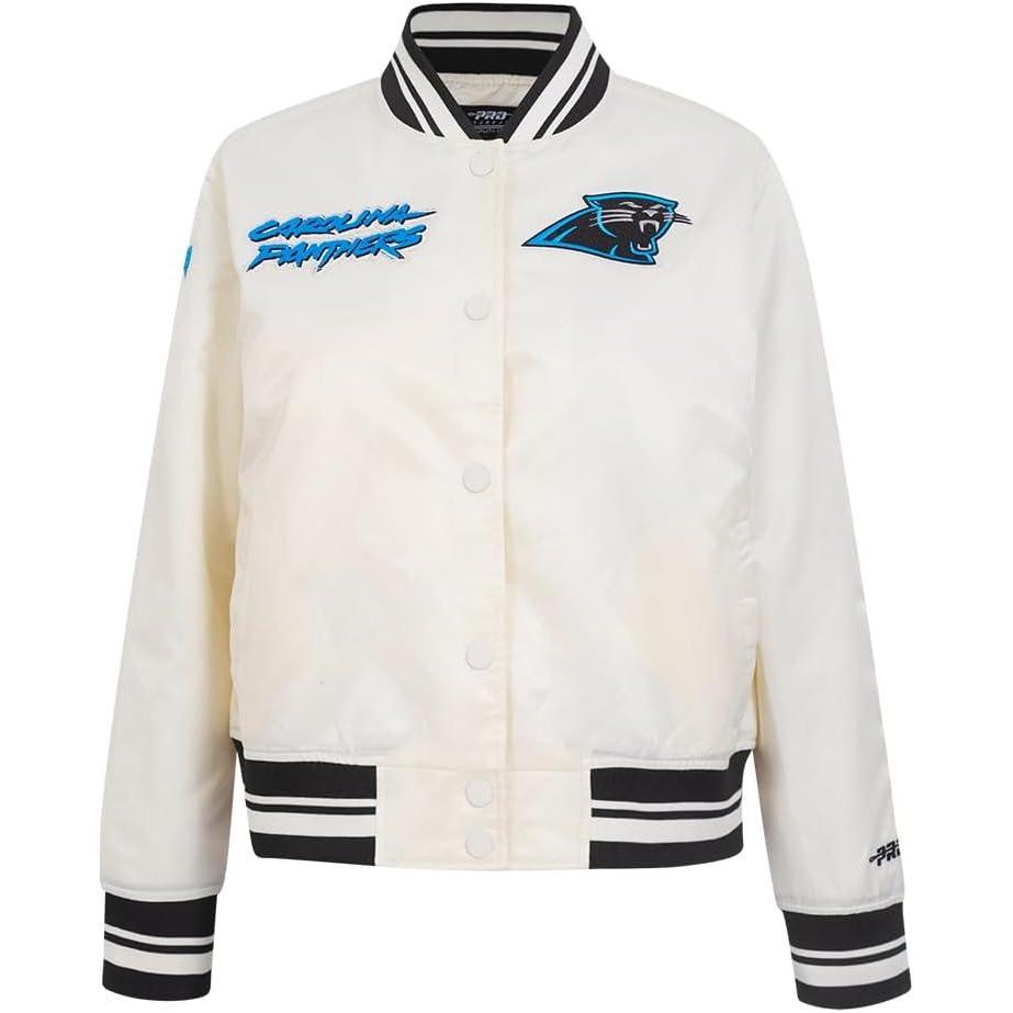 image:imagePro Standard Womens NFL Carolina Panthers Retro Classics Satin Jacket EggshellBlack S