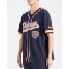 Pro Standard Mens NFL Script Tail Button Down Mesh Top(Midnight Navy/Orange)