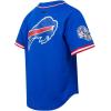 Pro Standard Mens NFL Script Tail Button Down Mesh Top(Royal Blue/Red)