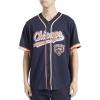 Pro Standard Mens NFL Script Tail Button Down Mesh Top(Midnight Navy/Orange)