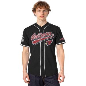 Pro Standard Mens NFL Script Tail Button Down Mesh Top(Black)