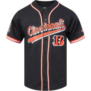 Pro Standard Mens NFL Script Tail Button Down Mesh Top(Black/Orange)