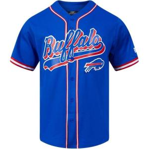 Pro Standard Mens NFL Script Tail Button Down Mesh Top(Royal Blue/Red)