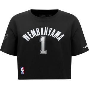 Pro Standard NBA Womens Womens NBA San Antonio Spurs Classic Player Cotton Short Sleeve Boxy Tee(Black)