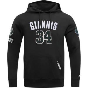Pro Standard NBA mens Mens Nba Milwaukee Bucks Classic Player Cotton Double Knit Pull Over Hoodie(Black)