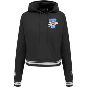 Pro Standard Womens NBA Mash Up Cropped Pullover Hoodie(Black)