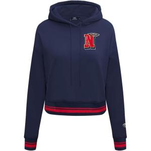 Pro Standard Womens NBA Mash Up Cropped Pullover Hoodie(Midnight Navy/Red/Midnight Navy)