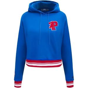 Pro Standard Womens NBA Mash Up Cropped Pullover Hoodie(Royal Blue/Red)