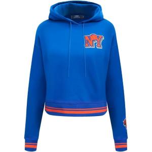 Pro Standard Womens NBA Mash Up Cropped Pullover Hoodie(Royal/Orange/Royal)