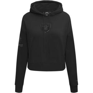 Pro Standard Womens NFL Classic Triple Black Cropped Pullover Hoodie(Triple Black)