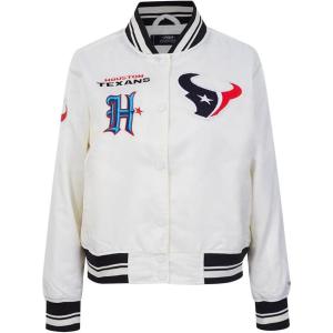 Pro Standard Womens NFL Houston Texans Retro Classics Satin Jacket Eggshell/Black S