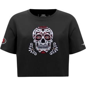 Pro Standard Womens NFL Sugar Skull Short Sleeve Boxy Tee(Black)