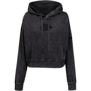 Pro Standard Womens NFL Washed Classic Cropped Pullover Hoodie(Washed Black)