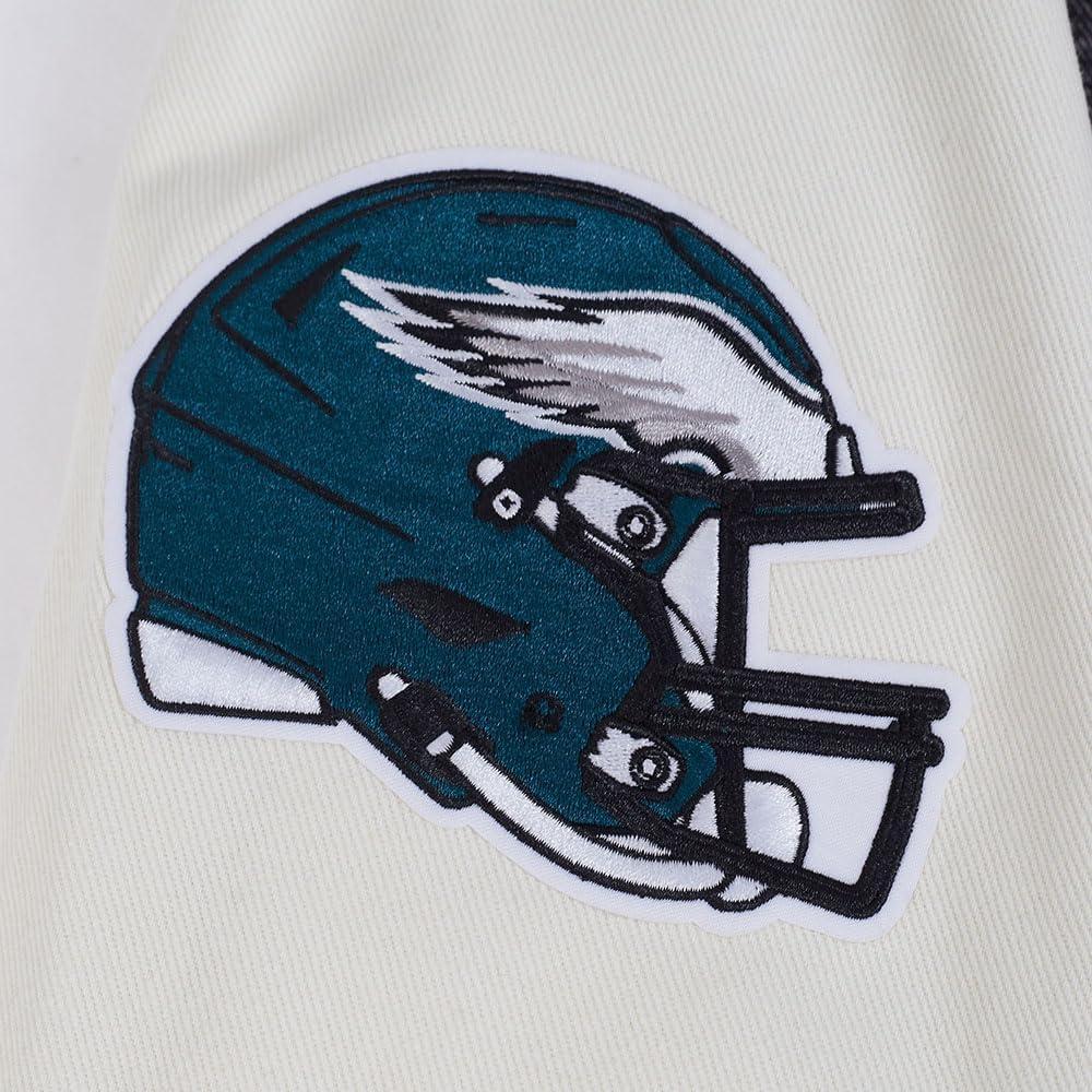 image:imagePro Standard Mens NFL Rebel Athletics Denim JacketWashed BlackEggshell