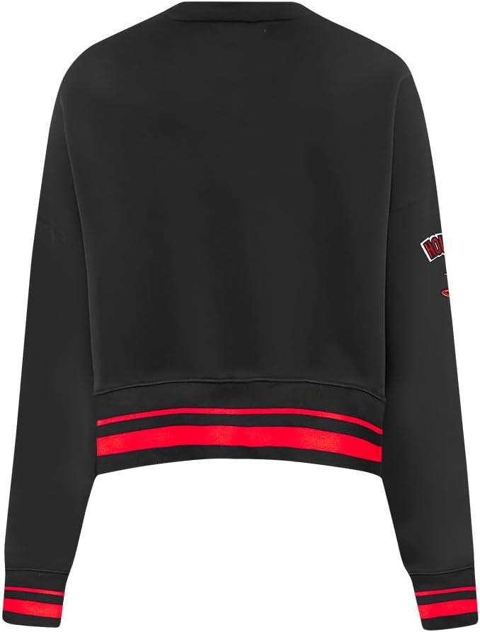 image:imagePro Standard NBA womens Womens Nba Mash Up Brushed Back French Terry Crewneck SweatshirtBlackRedBlack