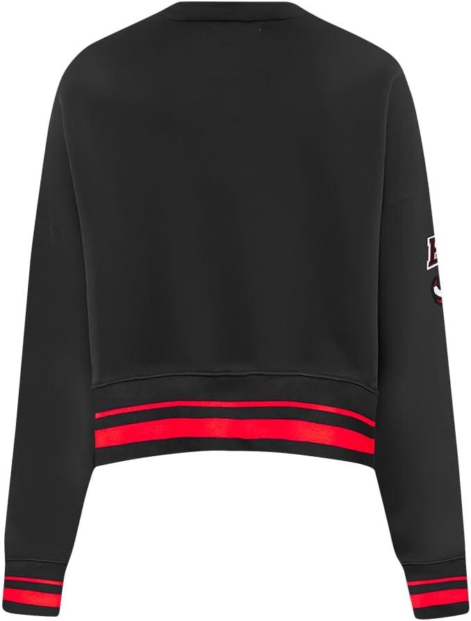 image:imagePro Standard NBA womens Womens Nba Mash Up Brushed Back French Terry Crewneck SweatshirtBlackRedBlack