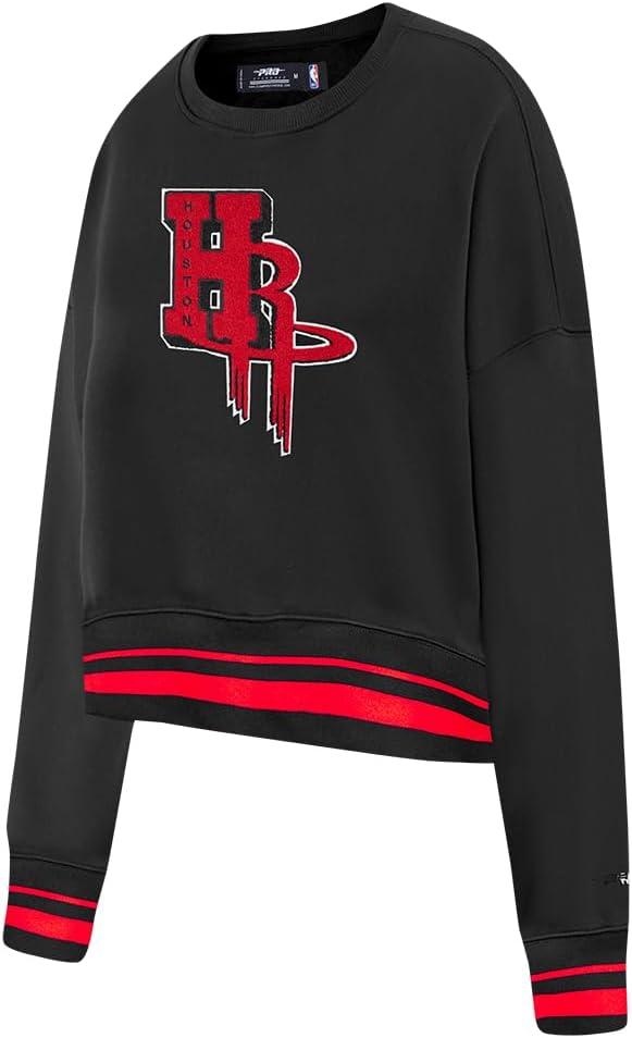 image:imagePro Standard NBA womens Womens Nba Mash Up Brushed Back French Terry Crewneck SweatshirtBlackRedBlack