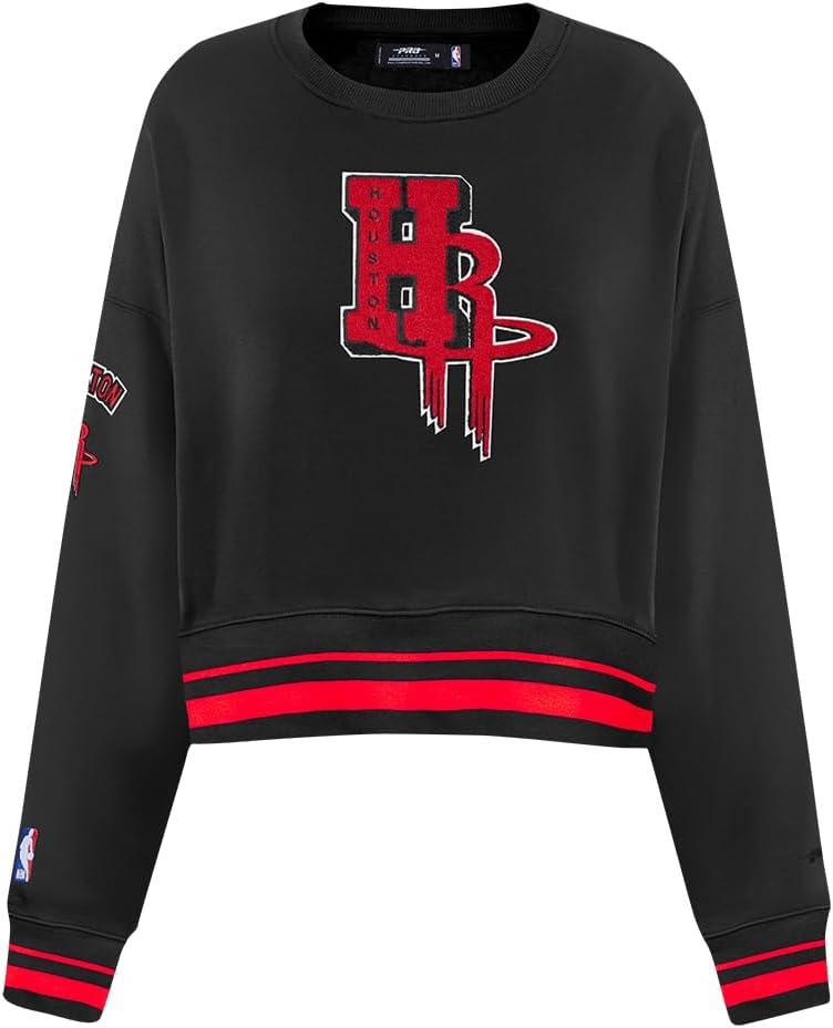 image:imagePro Standard NBA womens Womens Nba Mash Up Brushed Back French Terry Crewneck SweatshirtBlackRedBlack