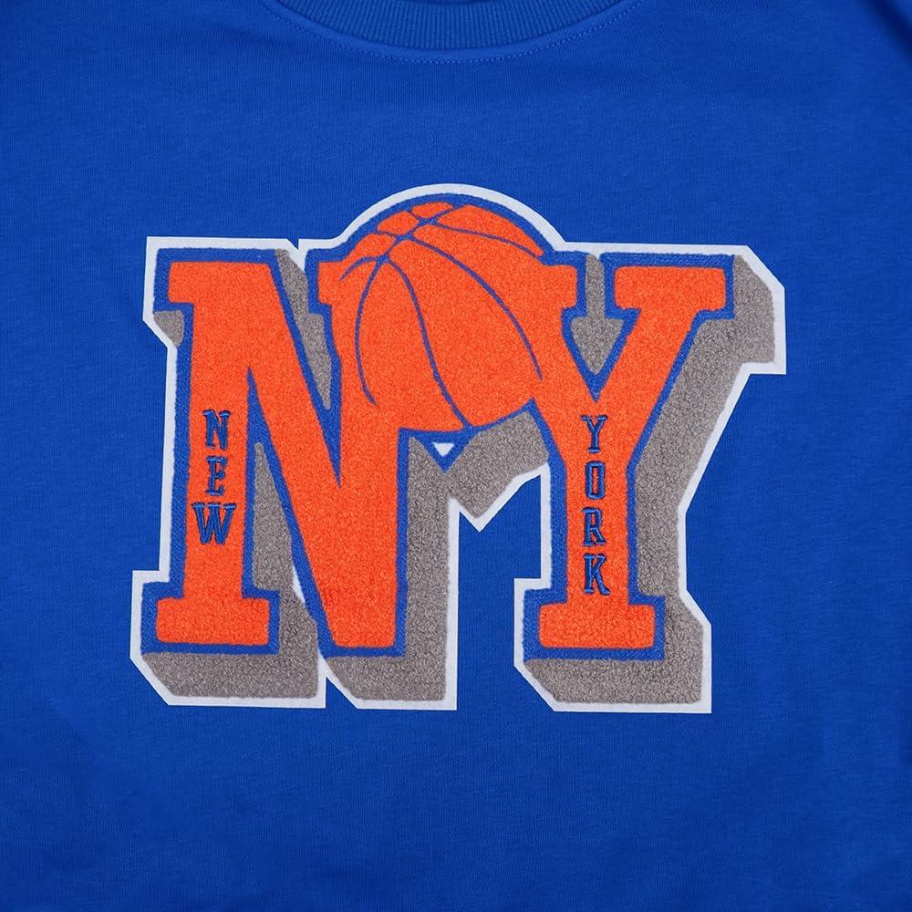 image:imagePro Standard NBA womens Womens Nba Mash Up Brushed Back French Terry Crewneck SweatshirtRoyalOrangeRoyal