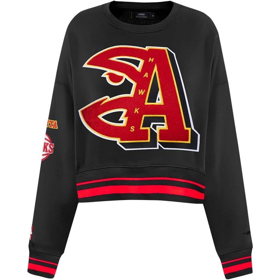 image:imagePro Standard NBA womens Womens Nba Mash Up Brushed Back French Terry Crewneck SweatshirtBlackRedBlack