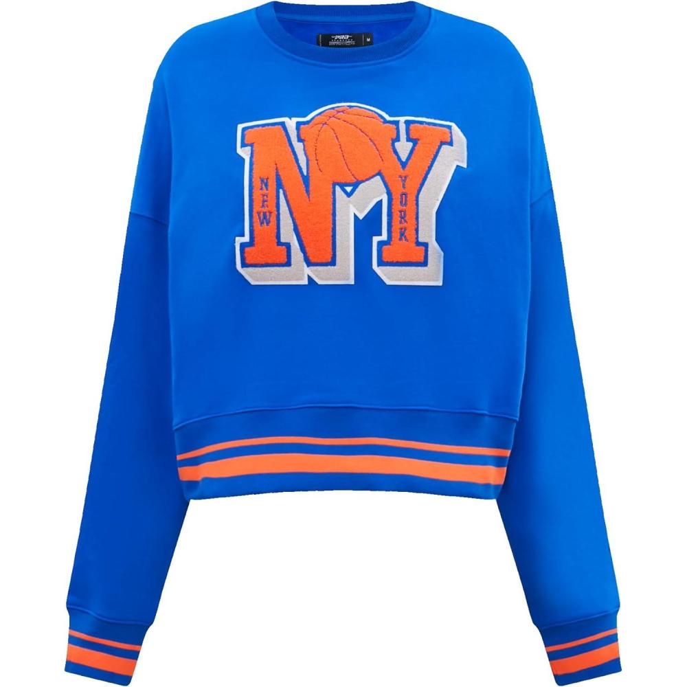 image:imagePro Standard NBA womens Womens Nba Mash Up Brushed Back French Terry Crewneck SweatshirtRoyalOrangeRoyal