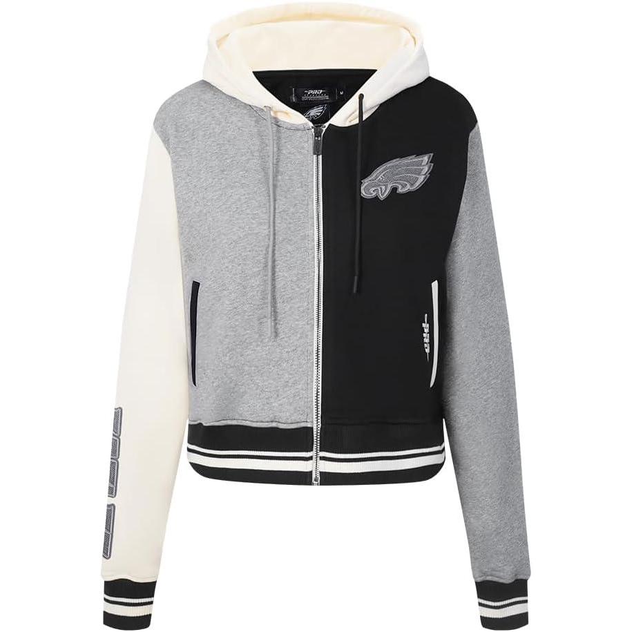 image:imagePro Standard Womens NFL Reverse French Terry Fleece Cropped Full Zip HoodieBlack