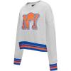 Pro Standard NBA womens Womens Nba Mash Up Brushed Back French Terry Crewneck Sweatshirt(Heather Grey/Royal/Orange)