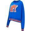 Pro Standard NBA womens Womens Nba Mash Up Brushed Back French Terry Crewneck Sweatshirt(Royal/Orange/Royal)