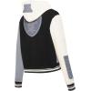 Pro Standard Womens NFL Reverse French Terry Fleece Cropped Full Zip Hoodie(Black/Gray/Eggshell)