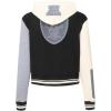 Pro Standard Womens NFL Reverse French Terry Fleece Cropped Full Zip Hoodie(Black/Gray/Eggshell)