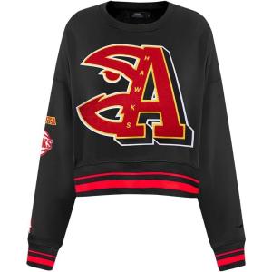 Pro Standard NBA womens Womens Nba Mash Up Brushed Back French Terry Crewneck Sweatshirt(Black/Red/Black)