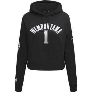 Pro Standard NBA womens Womens Nba San Antonio Spurs Classic Player Brushed Back French Terry Cropped Pullover Hoodie(Black)