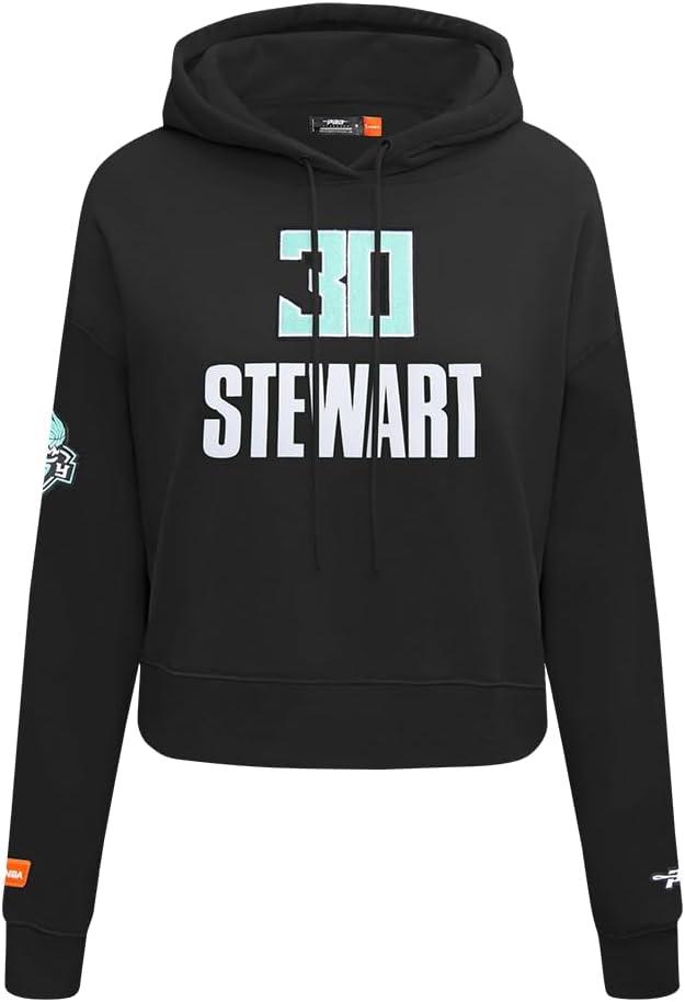 image:imagePro Standard WNBA womens Womens Wnba New York Liberty Classic Player Brushed Back French Terry Cropped Pullover HoodieBlack