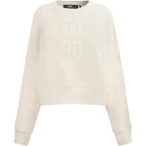 Pro Standard NBA womens Womens Nba Golden State Warriors Neutrals Player Brushed Back French Terry Crewneck Sweatshirt(Eggshell)
