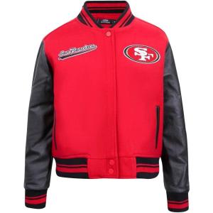 Pro Standard Womens NFL Script Tail Varsity Jacket(Red)