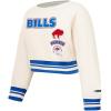 NFL BUFFALO BILLS RETRO CLASSIC TODDLER GIRLS RIB FLEECE CREWNECK(Eggshell/Royal Blue)
