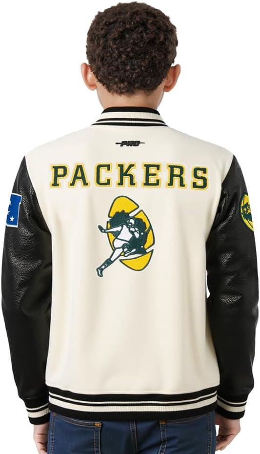 image:imagePro Standard Little Boys NFL Retro Classics Varsity JacketEggshell Black