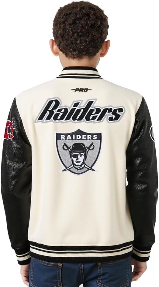 image:imagePro Standard Little Boys NFL Retro Classics Varsity JacketEggshell Black