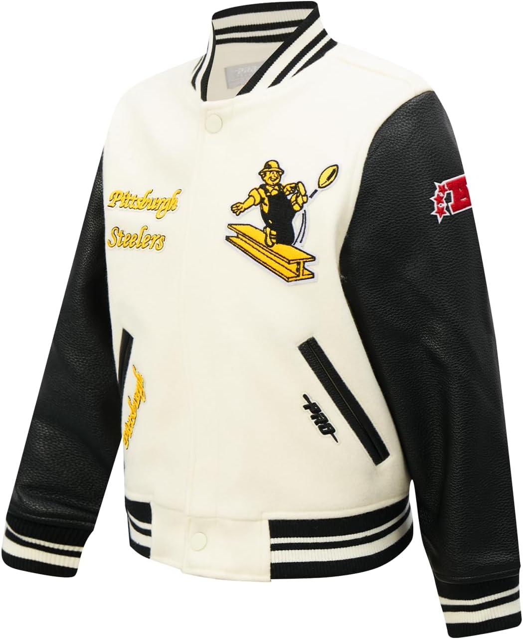 image:imagePro Standard Little Boys NFL Retro Classics Varsity JacketEggshell Black