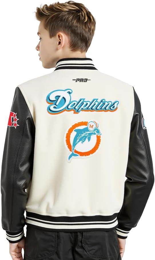 image:imagePro Standard Little Boys NFL Retro Classics Varsity JacketEggshell Black