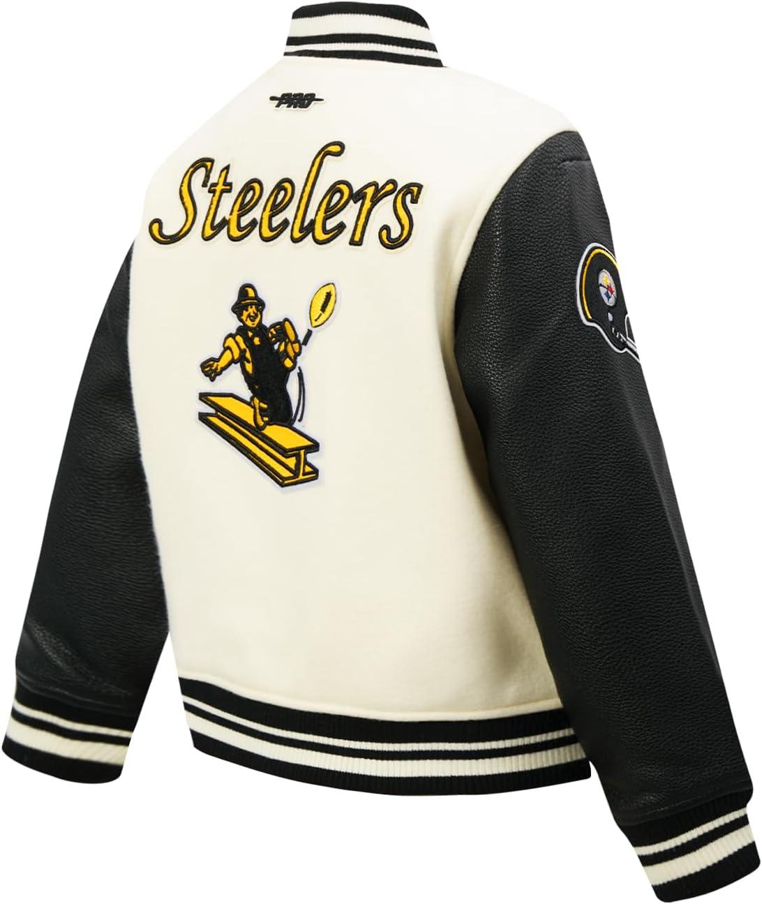 image:imagePro Standard Little Boys NFL Retro Classics Varsity JacketEggshell Black